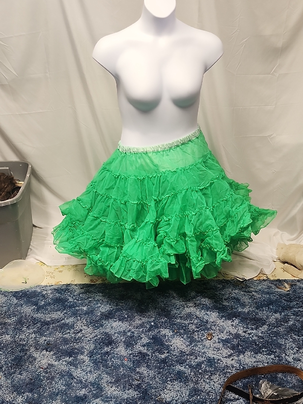 Green Ruffled Square Dance Tiered Skirt - Women